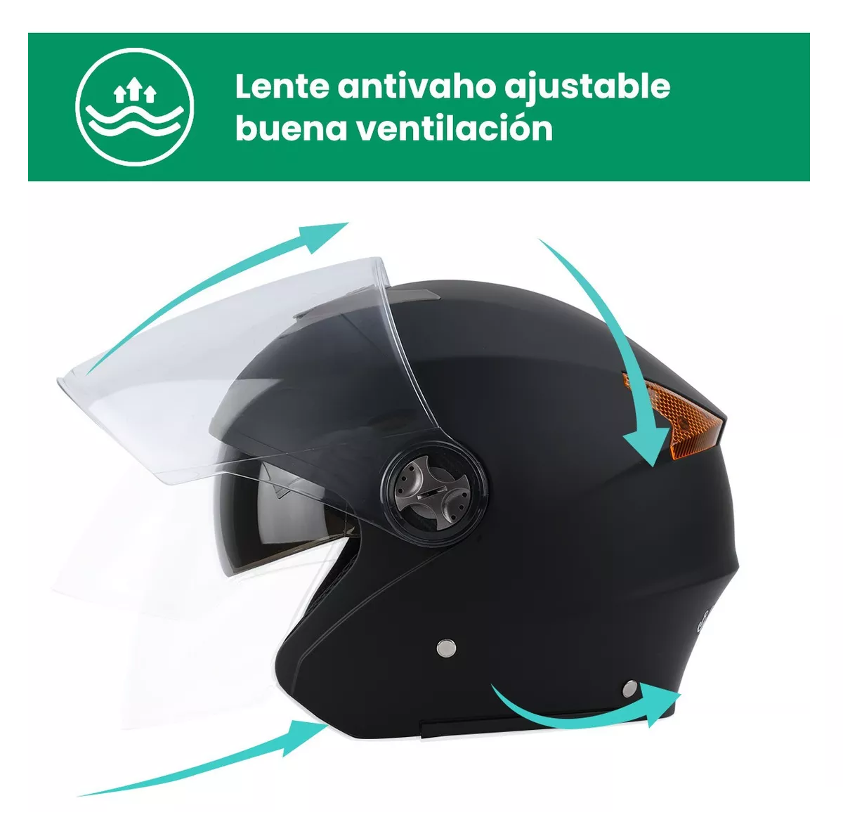 Foto 6 | Casco Abatibles Motos Motocicleta Anti Niebla Espejo Doble Negro