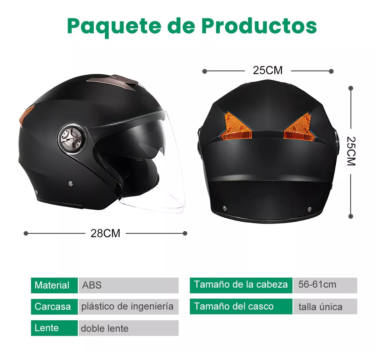 Foto 8 pulgar | Casco Abatibles Motos Motocicleta Anti Niebla Espejo Doble Negro