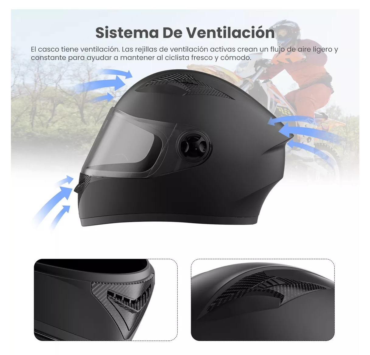 Foto 5 pulgar | Casco Abatible BELUG para Motociclista Anti Niebla Espejo Doble Negro