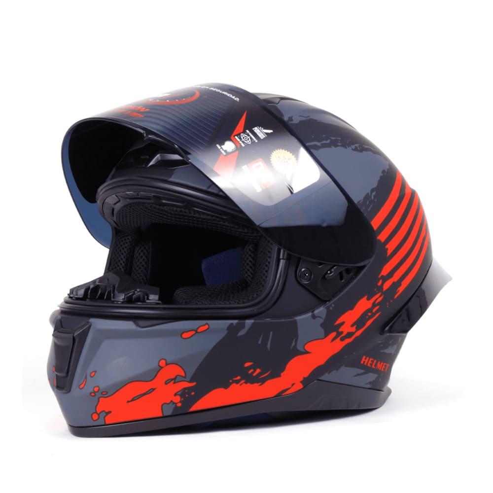 Foto 4 pulgar | Casco Cerrado Rasen CAS-CER-10001 Negro con Franjas Rojas para Motociclista