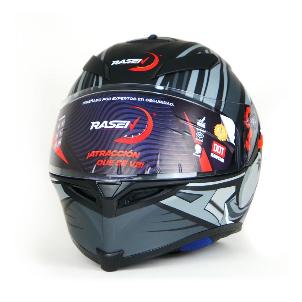 Foto 8 | Casco para Motociclista Rasen CAS-CER-10101 Negro con Gris