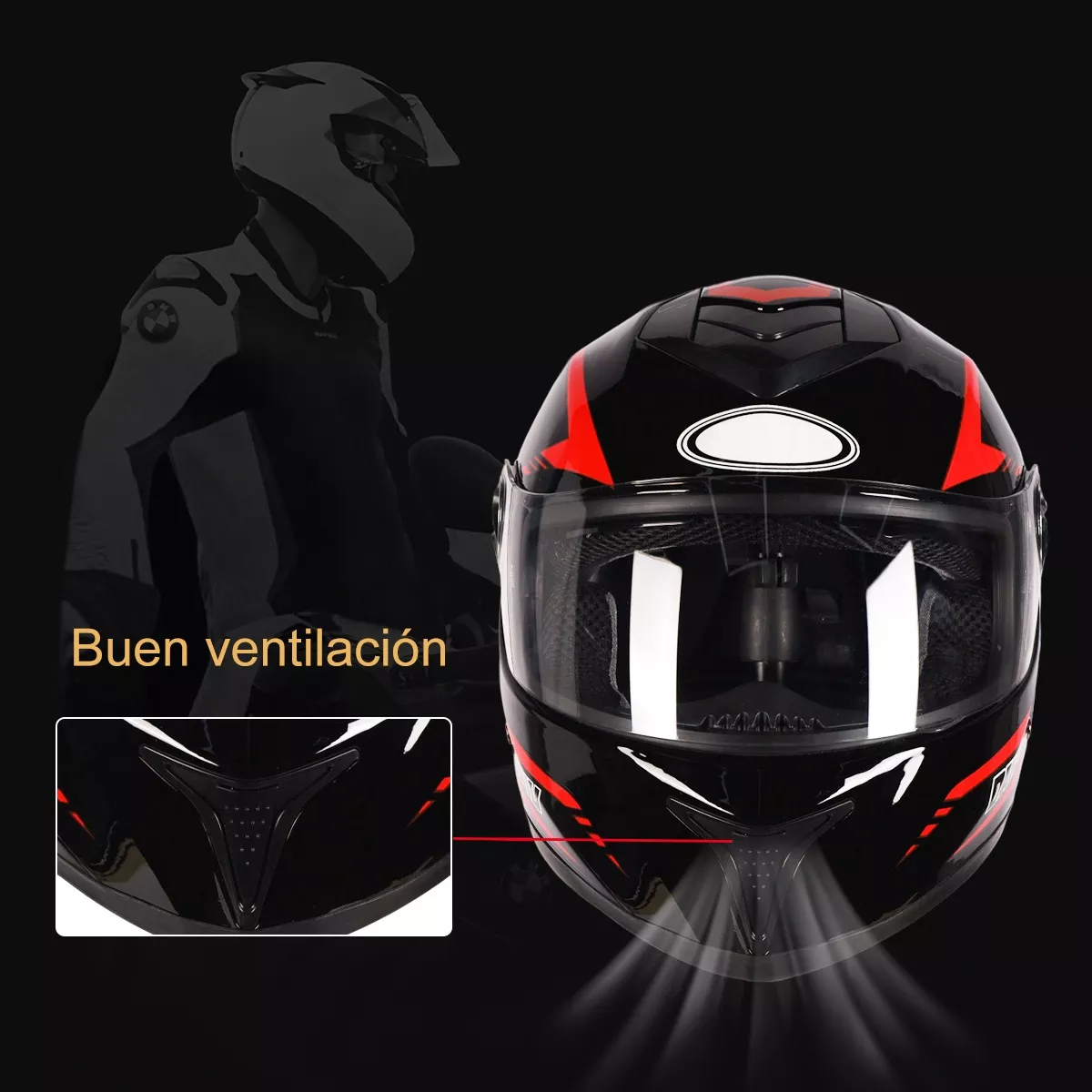 Foto 3 pulgar | Casco para Motociclista Eo Safe Imports ESI-7960 color Negro Visor Abatible