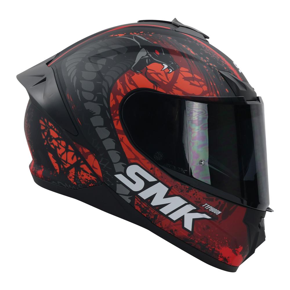 Casco Smk Typhoon Rojo Mate Ma273 Mica Humo Cerrado Svs