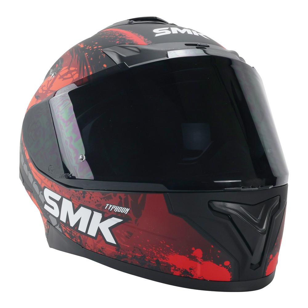 Foto 4 pulgar | Casco Smk Typhoon Rojo Mate Ma273 Mica Humo Cerrado Svs