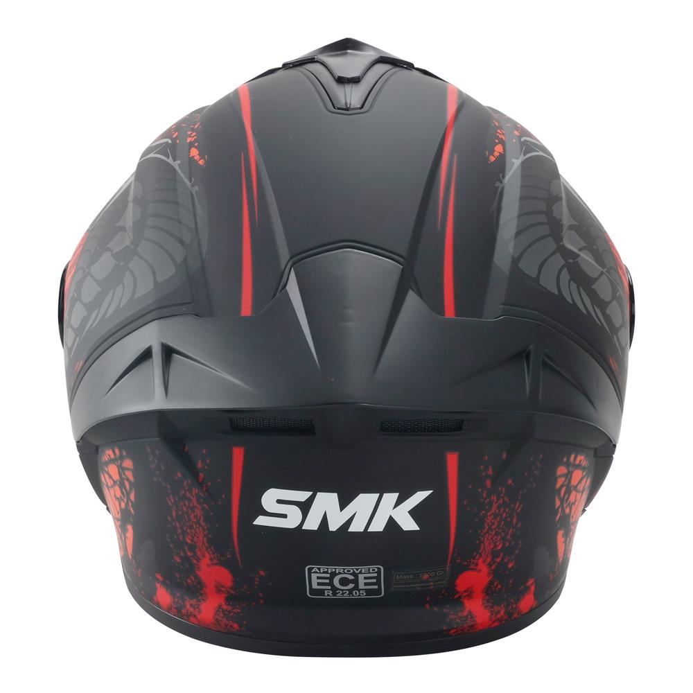 Foto 5 pulgar | Casco Smk Typhoon Rojo Mate Ma273 Mica Humo Cerrado Svs