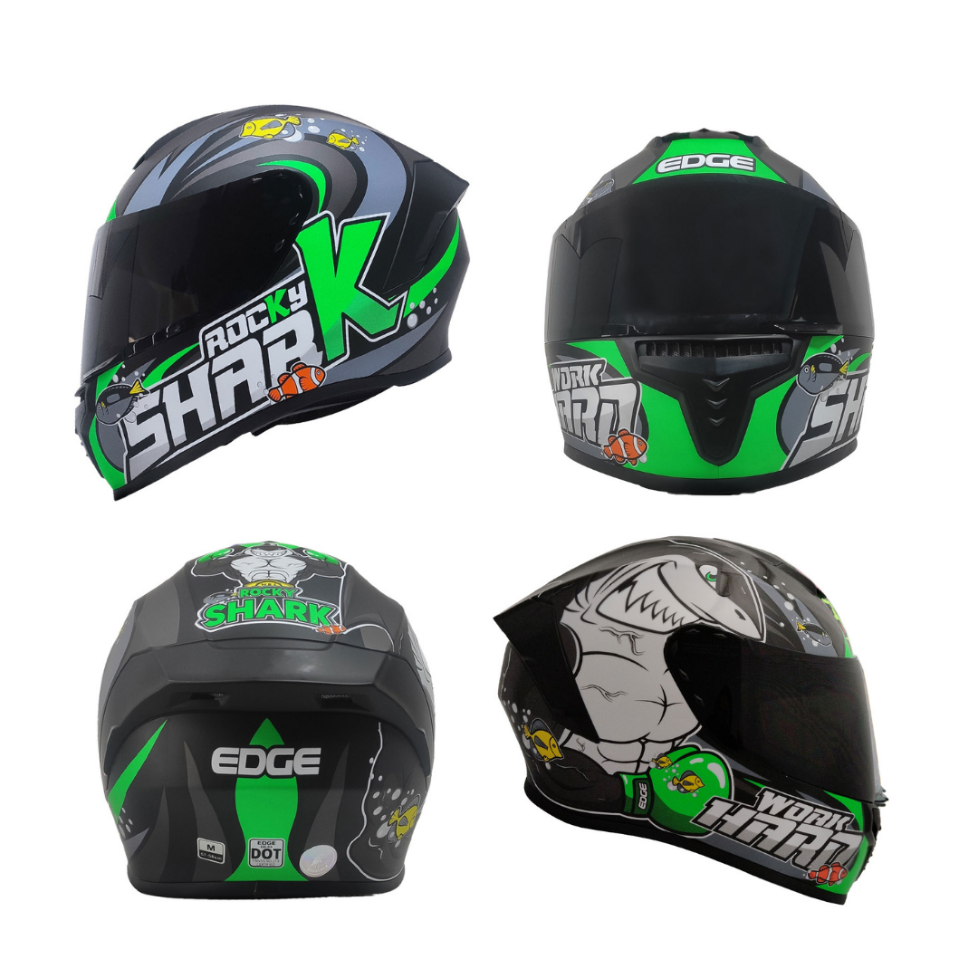 Foto 3 pulgar | Casco Edge Shark color Verde Talla L para Motociclista
