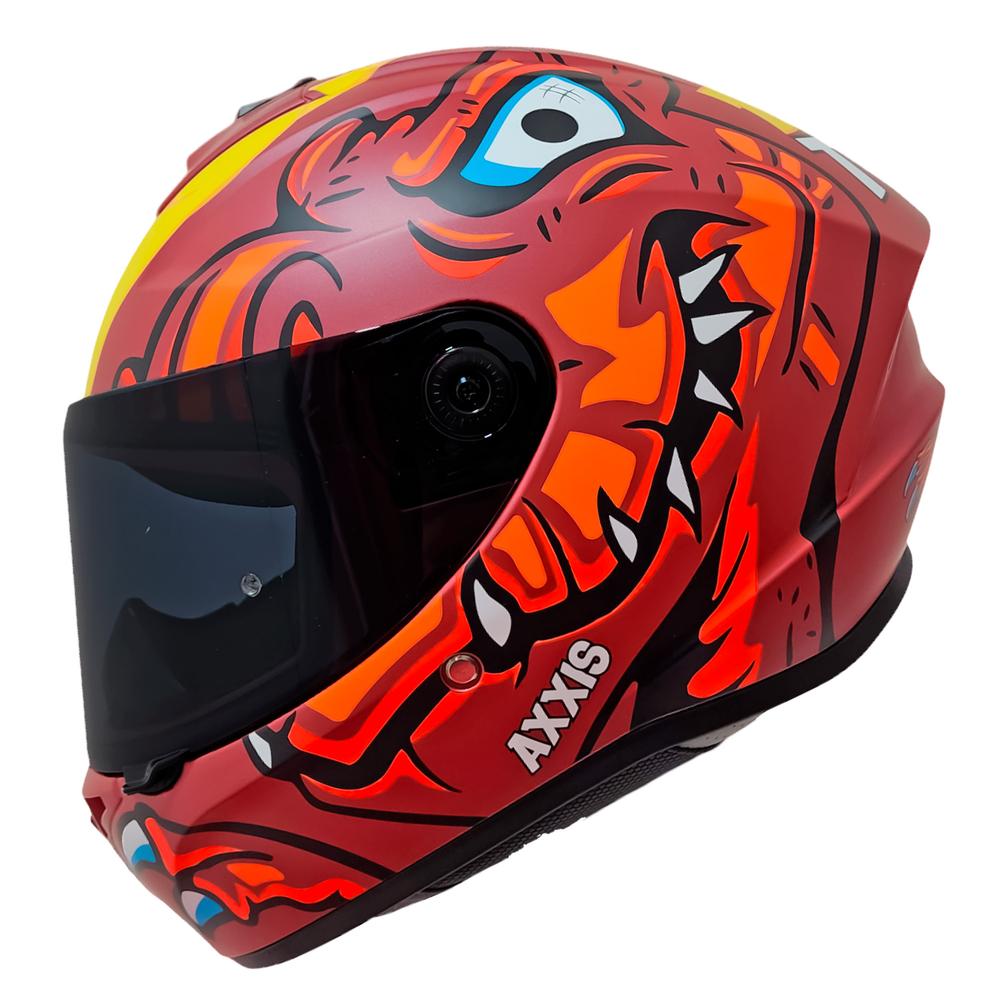 Casco Cerrado Para Motociclista Axxis Draken Dinotoon C5 Rojo