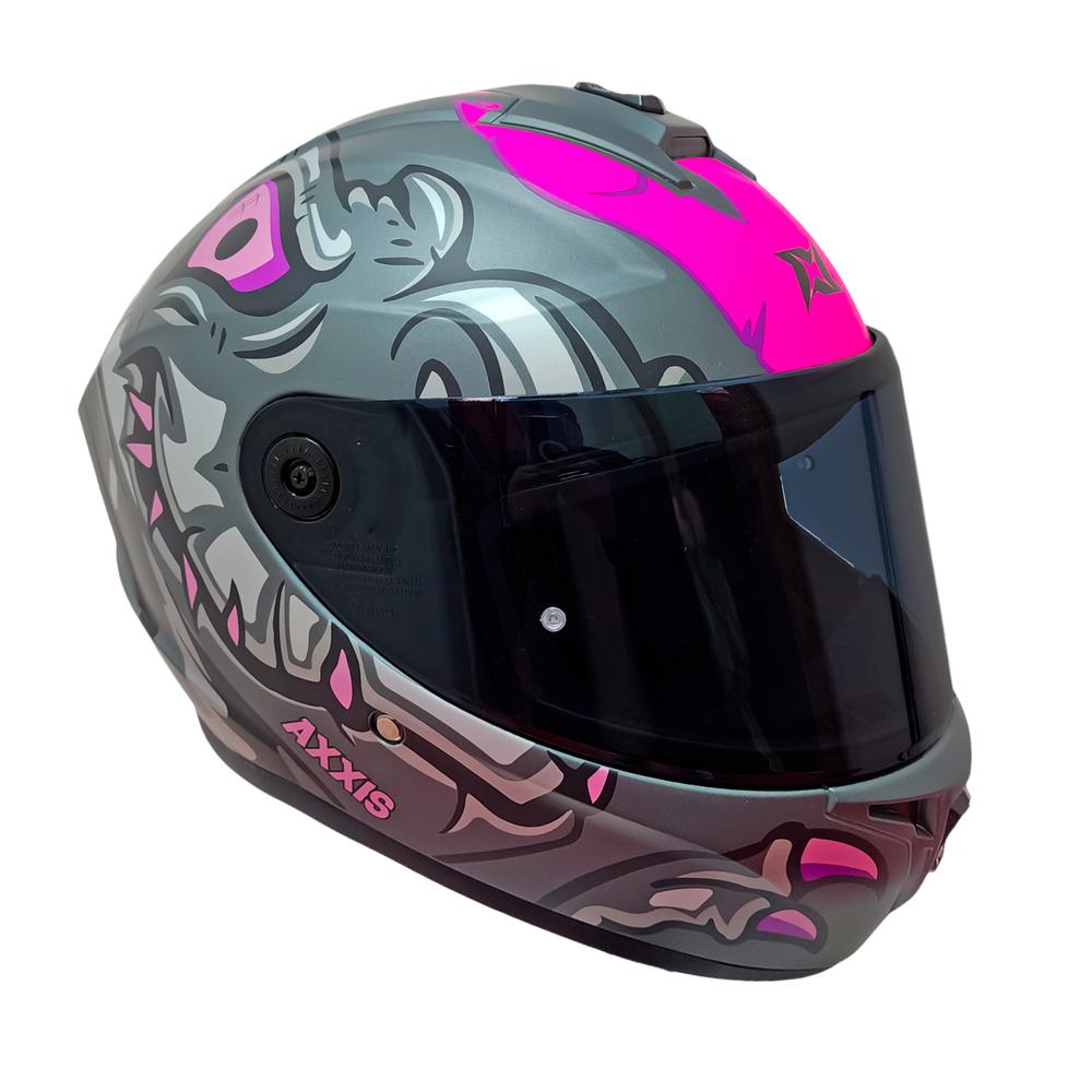 Foto 3 pulgar | Casco Cerrado Para Motociclista Axxis Draken Dinotoon B8 Rosa
