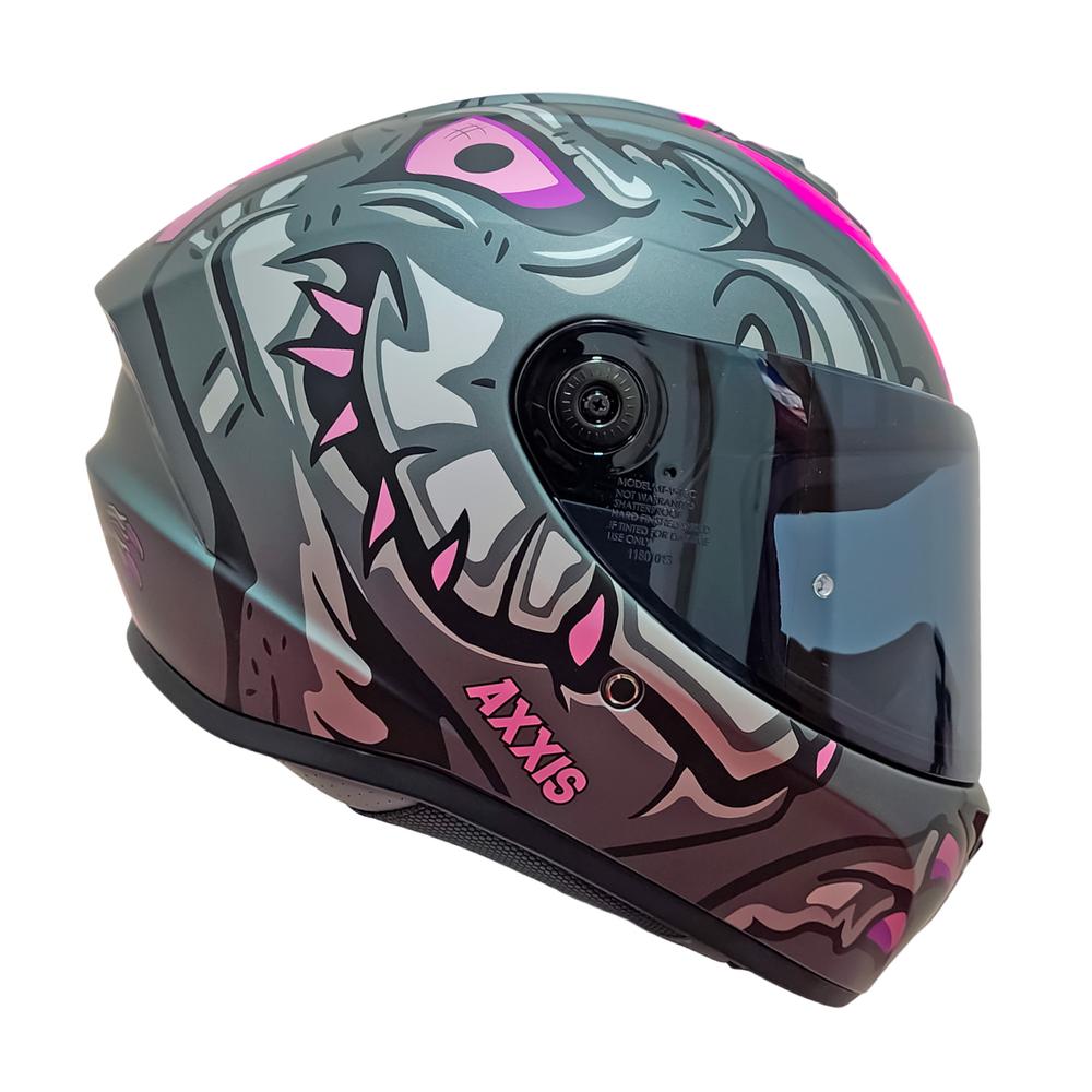 Foto 4 pulgar | Casco Cerrado Para Motociclista Axxis Draken Dinotoon B8 Rosa