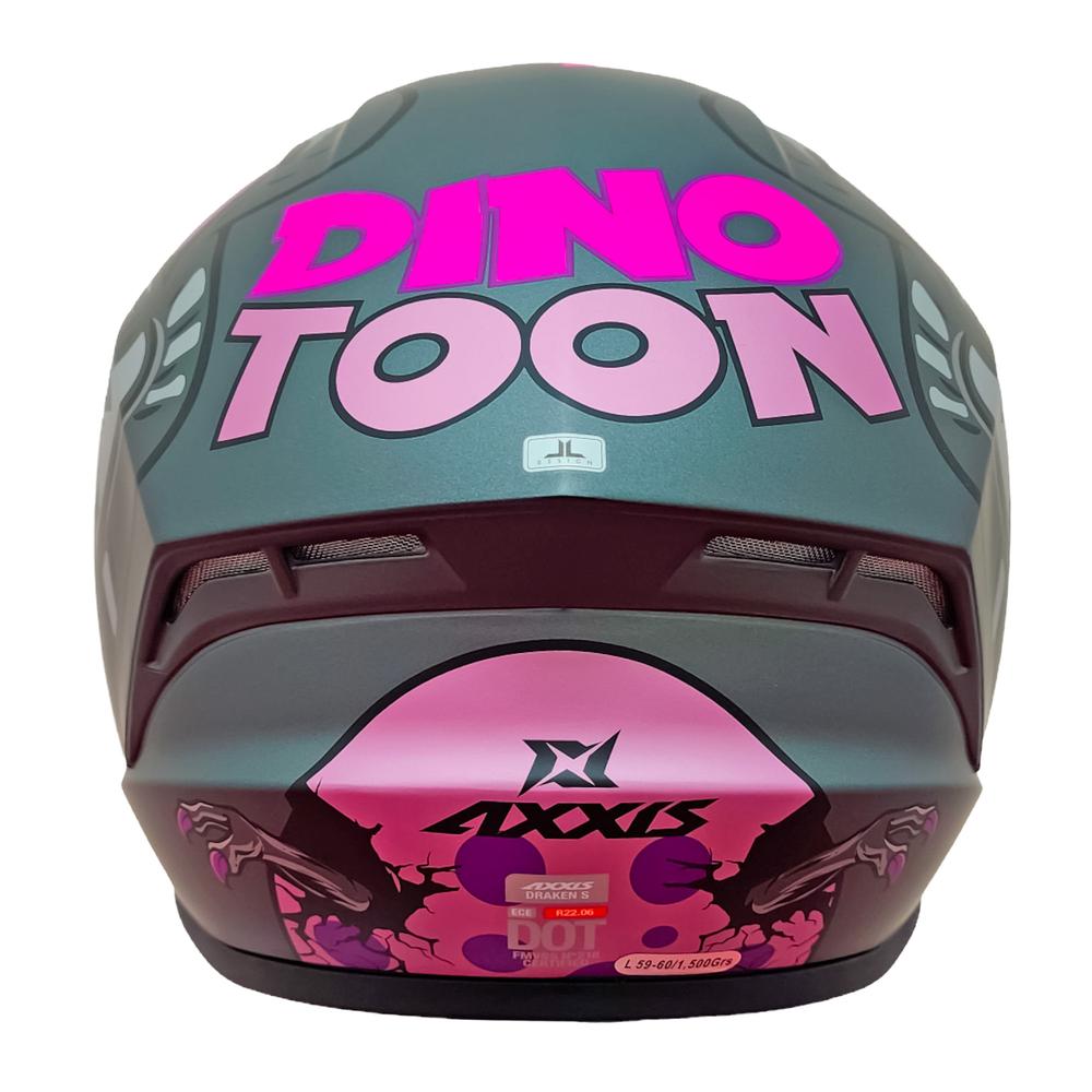 Foto 5 pulgar | Casco Cerrado Para Motociclista Axxis Draken Dinotoon B8 Rosa