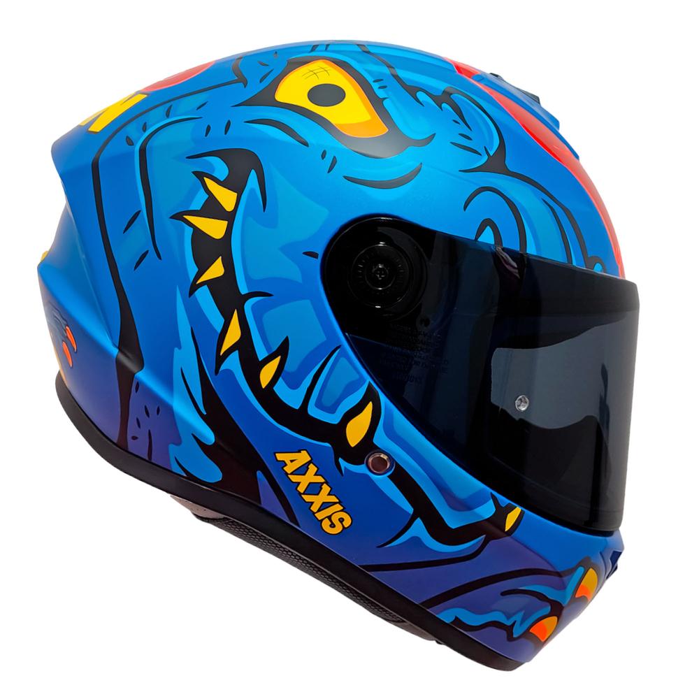 Foto 4 pulgar | Casco Cerrado Para Motociclista Axxis Draken Dinotoon C7 Azul