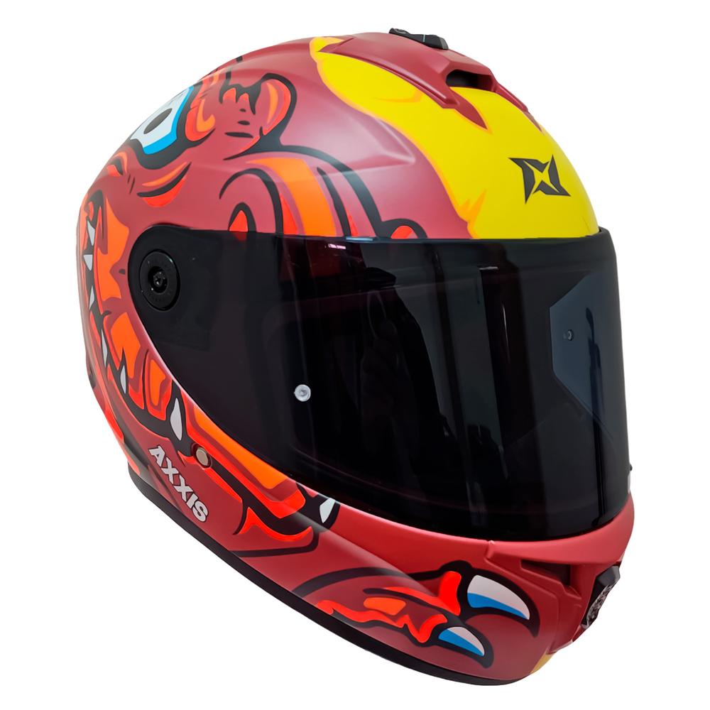 Foto 3 pulgar | Casco Cerrado Para Motociclista Axxis Draken Dinotoon C5 Naranja