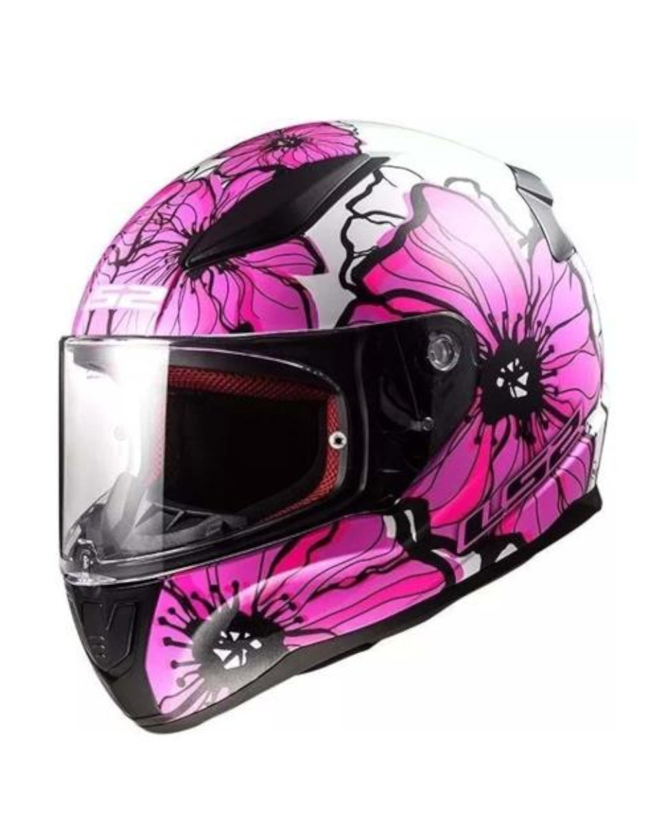 Foto 2 pulgar | Casco Para Moto Ls2 Ff353 Rapid 2 Poppies Rosa/ Blanco