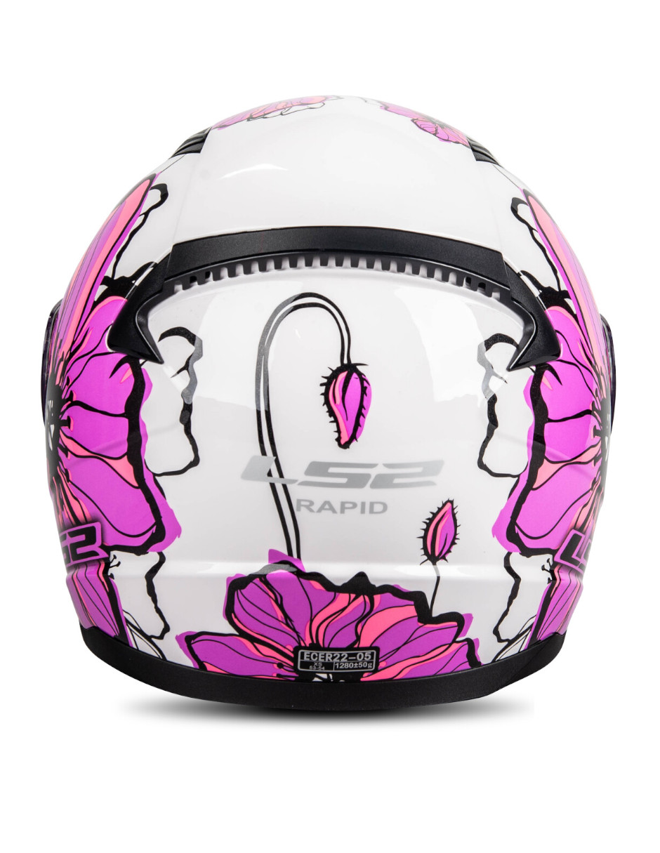 Foto 4 pulgar | Casco Para Moto Ls2 Ff353 Rapid 2 Poppies Rosa/ Blanco