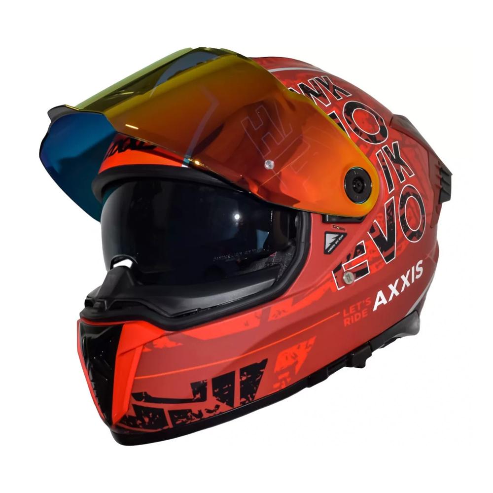 Foto 4 pulgar | Casco Axxis Hawk Let's Ride Rojo Talla M para Motociclista