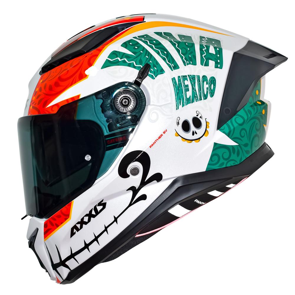 Casco Talla Xl Integral Panther Catrina A6 Blanco Brillo Axxis para Motociclista