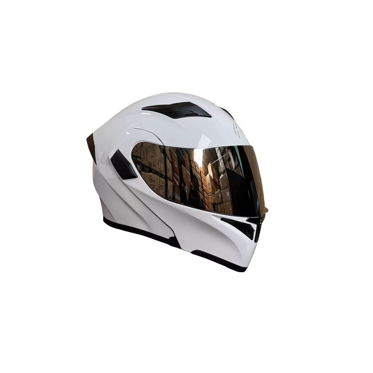 Casco Abatible Luz Led Mica Interna Xl Eo Safe Imports Esi-13768 Blanco