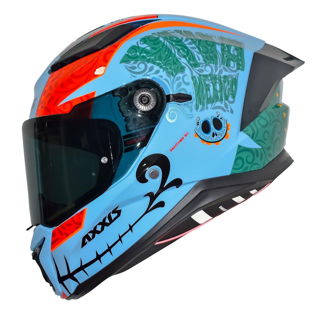 Foto 2 pulgar | Casco Integral Panther Catrina D6 Azul Brillo Axxis para Motociclista