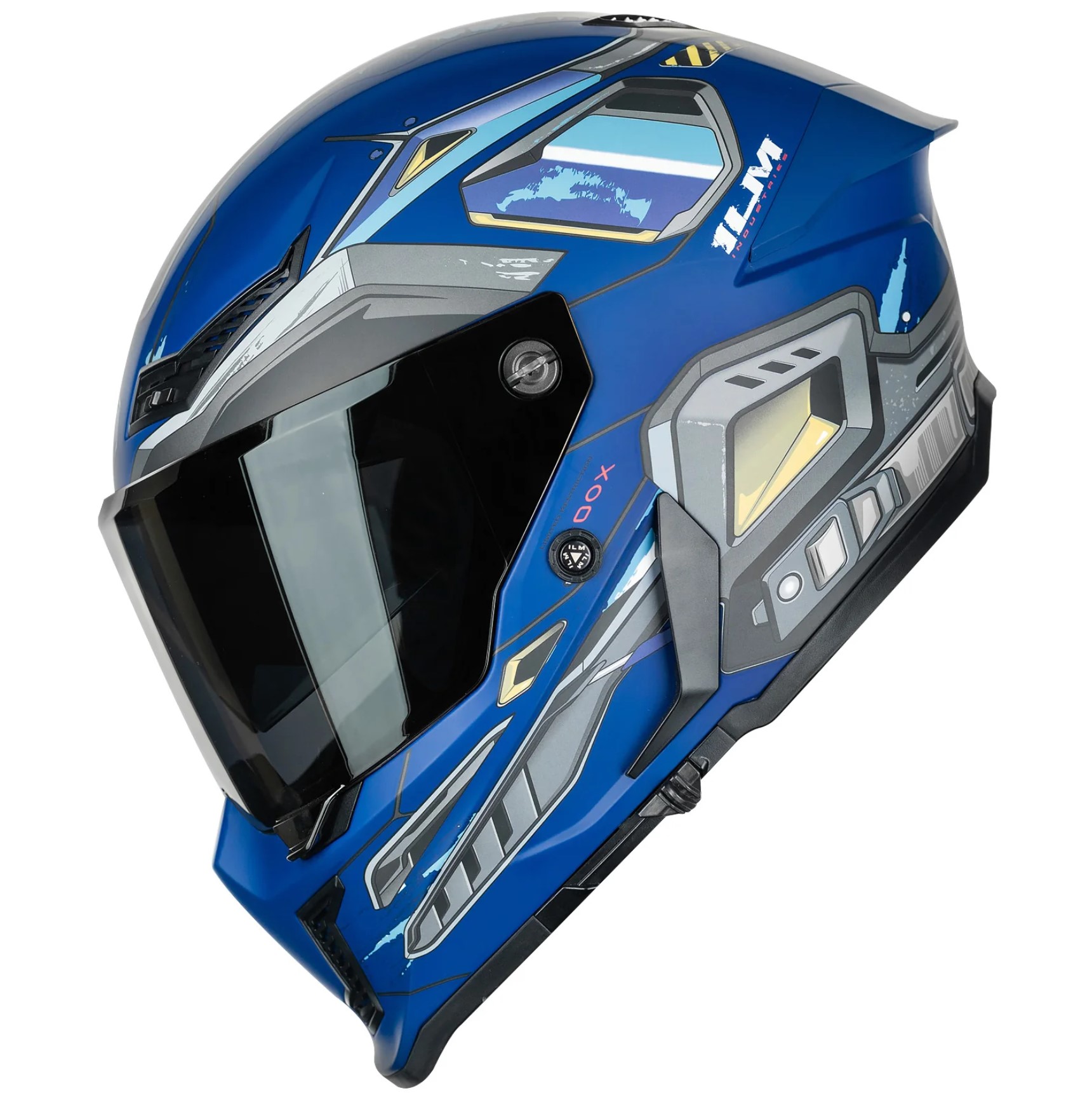 Foto 2 pulgar | Casco De Moto Integral Ilm Mf509 Cyborg Blue