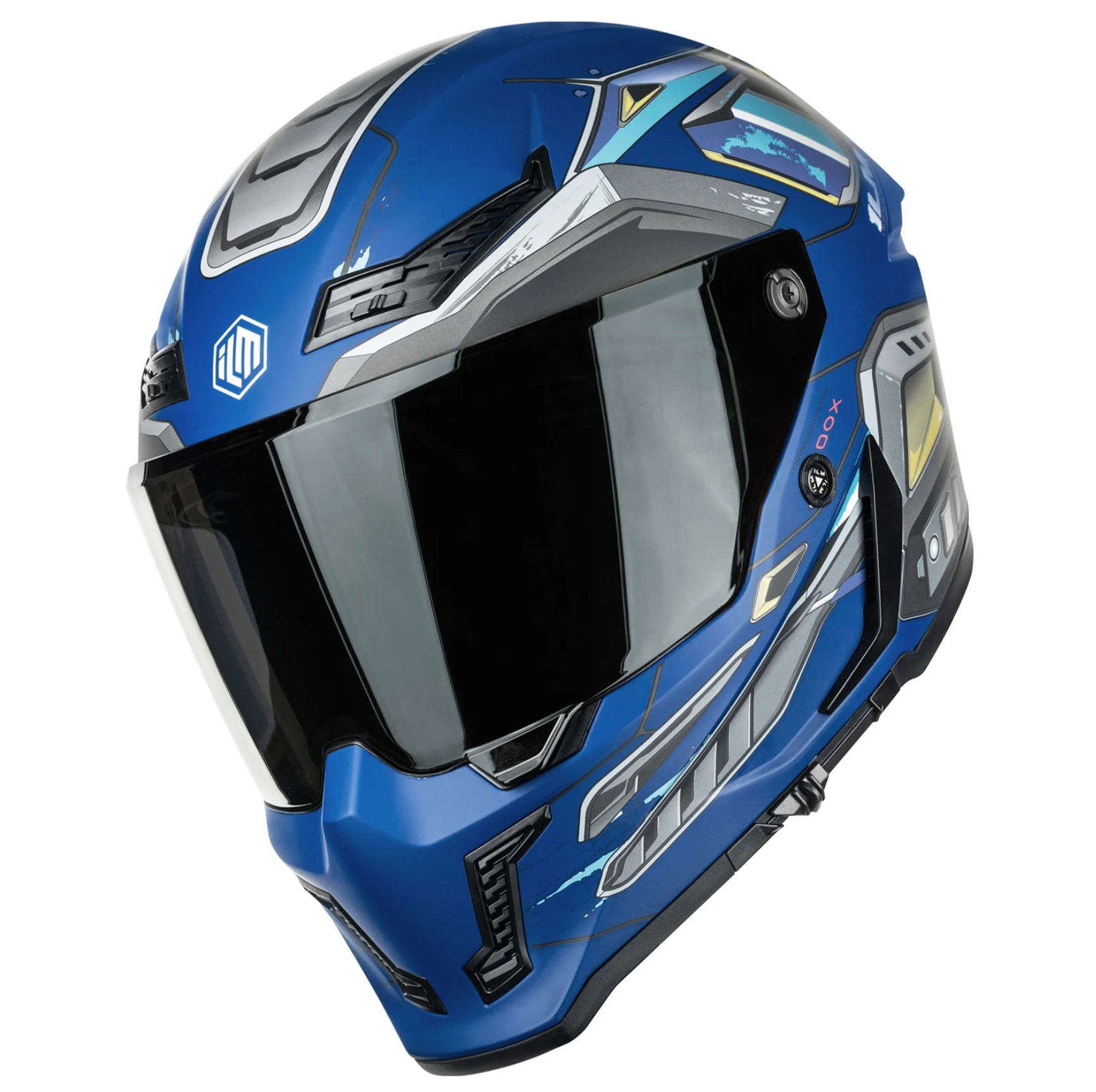 Foto 3 pulgar | Casco De Moto Integral Ilm Mf509 Cyborg Blue