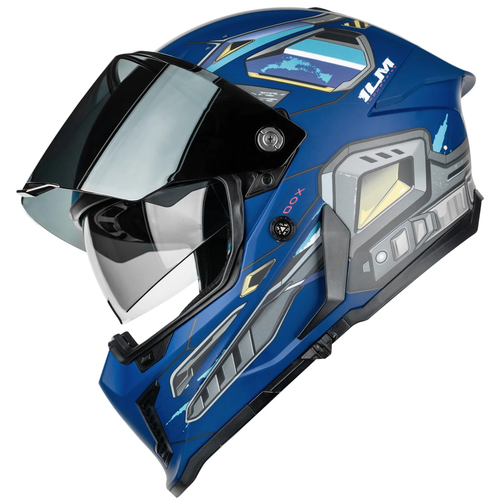 Foto 5 pulgar | Casco De Moto Integral Ilm Mf509 Cyborg Blue