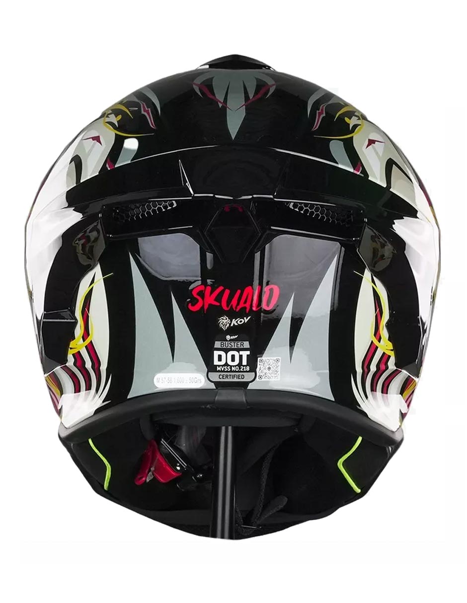 Foto 6 pulgar | Casco Para Moto Kov Buster Skualo Negro Cert Dot Mica Humo