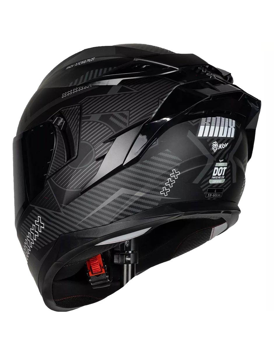 Foto 4 pulgar | Casco Para Moto Kov Ares Knox Negro Gris Cert Dot Mica Humo