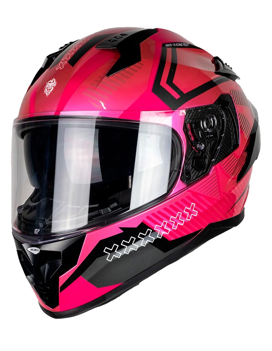 Foto 3 pulgar | Casco Integral De Moto Kov Ares Knox Rosa Negro Dot