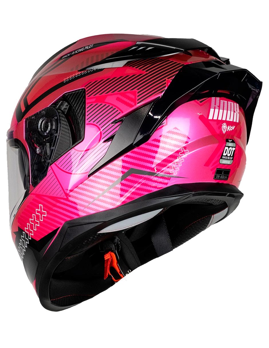Foto 4 pulgar | Casco Integral De Moto Kov Ares Knox Rosa Negro Dot