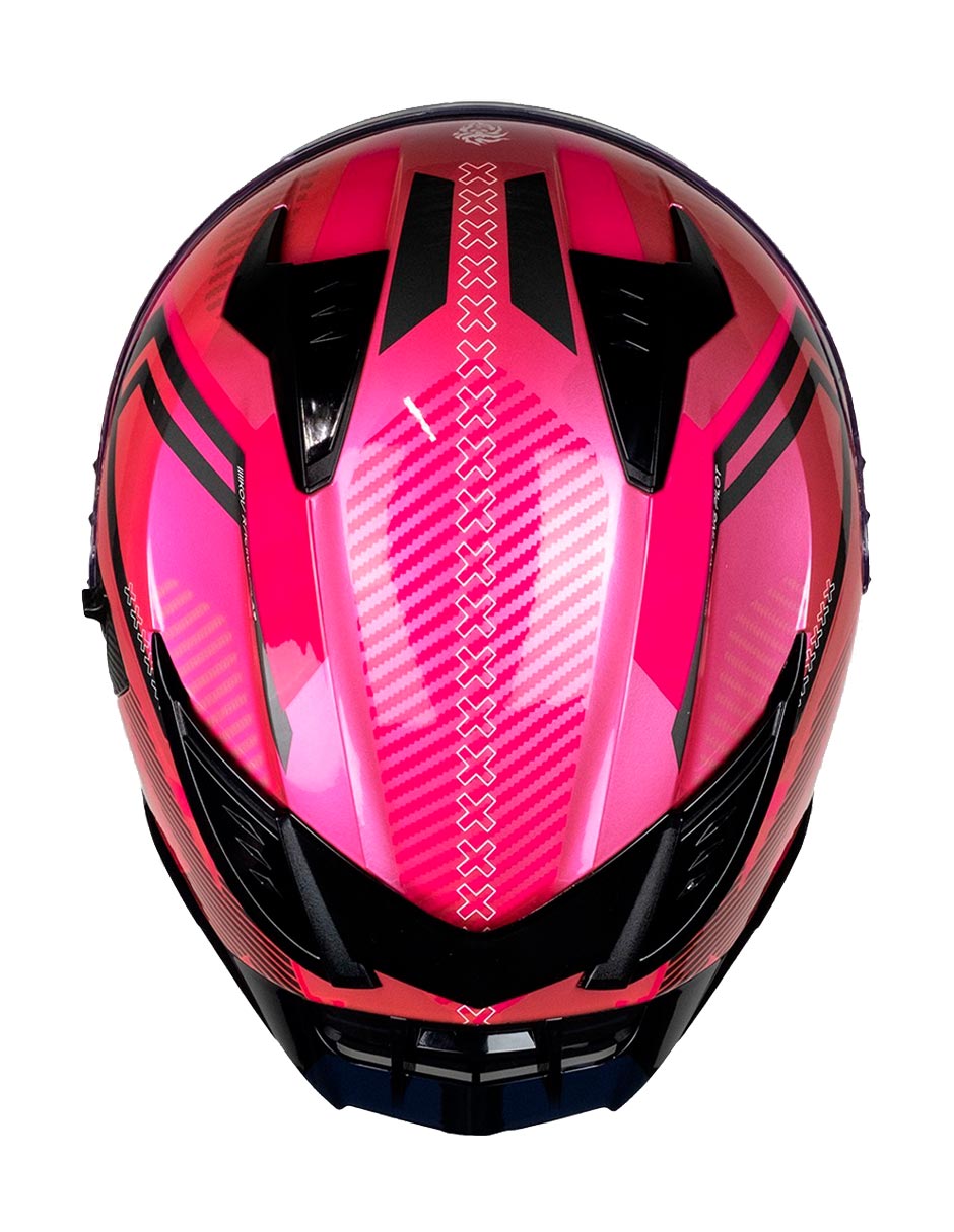 Foto 7 pulgar | Casco Integral De Moto Kov Ares Knox Rosa Negro Dot