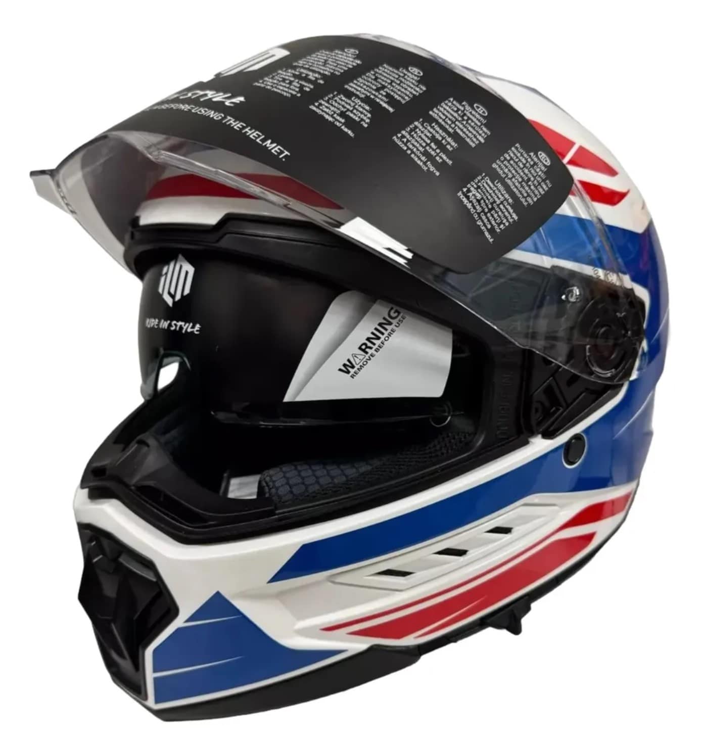 Casco De Moto Ilm Mf568 Azul Con Rojo Y Blanco $2,520