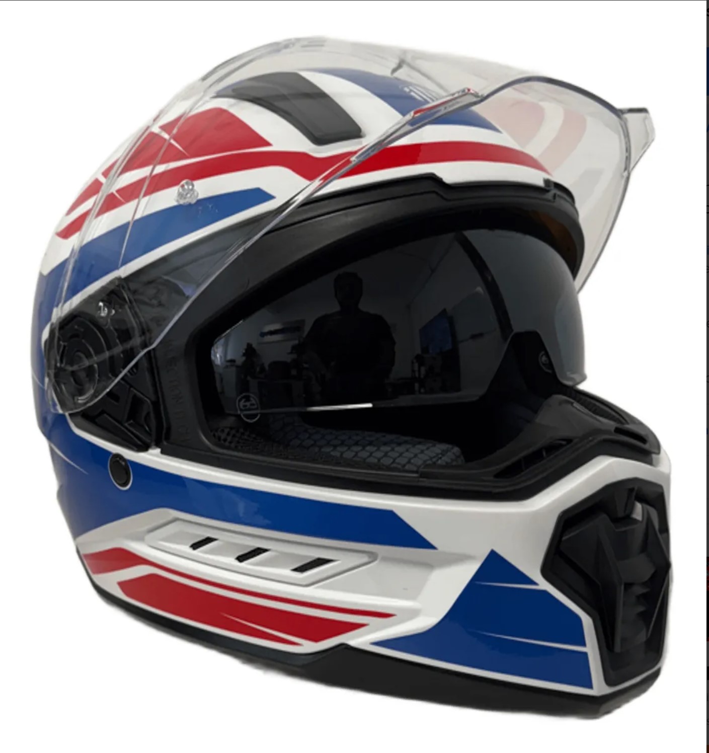 Foto 3 pulgar | Casco De Moto Ilm Mf568 Azul Con Rojo Y Blanco