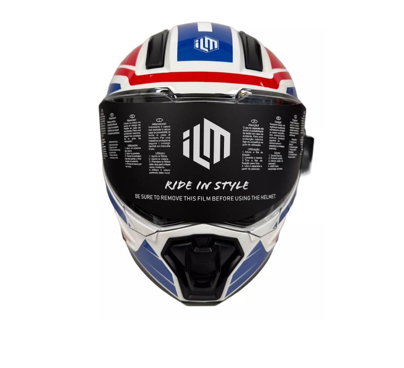 Foto 5 pulgar | Casco De Moto Ilm Mf568 Azul Con Rojo Y Blanco