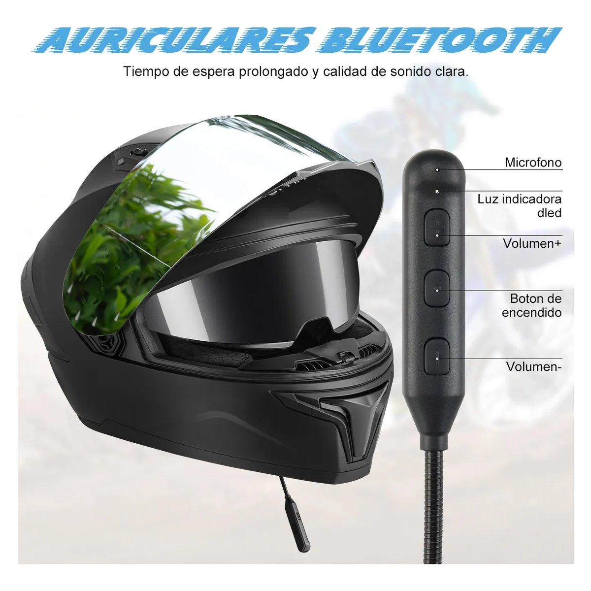 Foto 4 pulgar | Casco Integral Para Moto Certificado Dot Luz Led Bluetooth Talla: S  Eo Safe Imports Esi-20911 Negro
