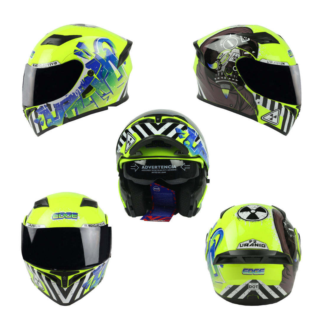 Foto 2 pulgar | Casco Edge Uranio color Verde Talla M para Motociclista