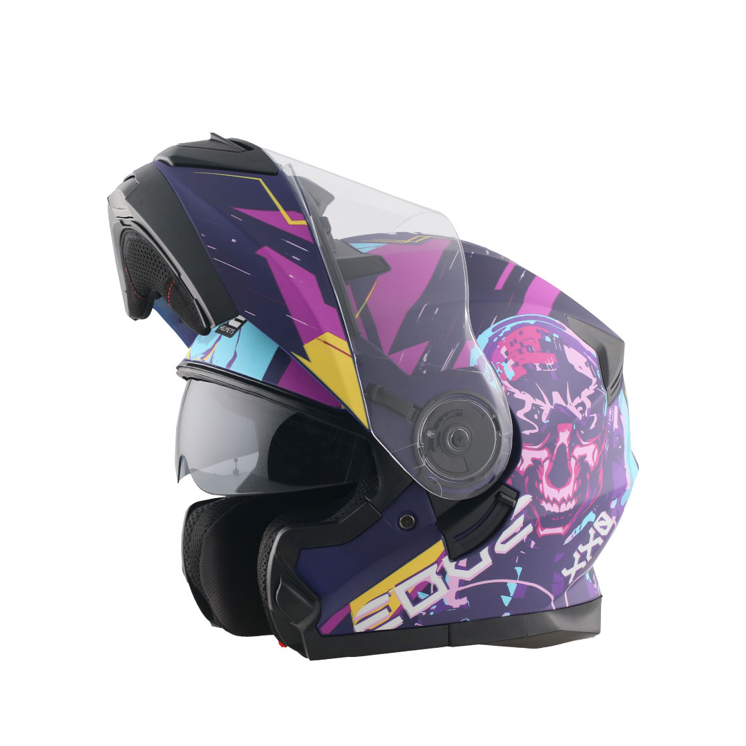 Foto 4 pulgar | Casco Abatible Edge Helmets Oficial Euforia Púrpura Certificado Dot Moto