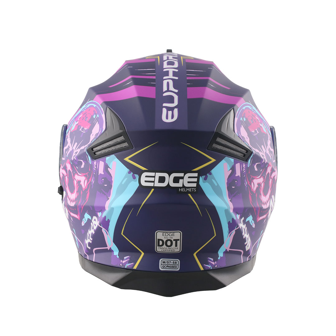 Foto 5 pulgar | Casco Abatible Edge Helmets Oficial Euforia Púrpura Certificado Dot Moto