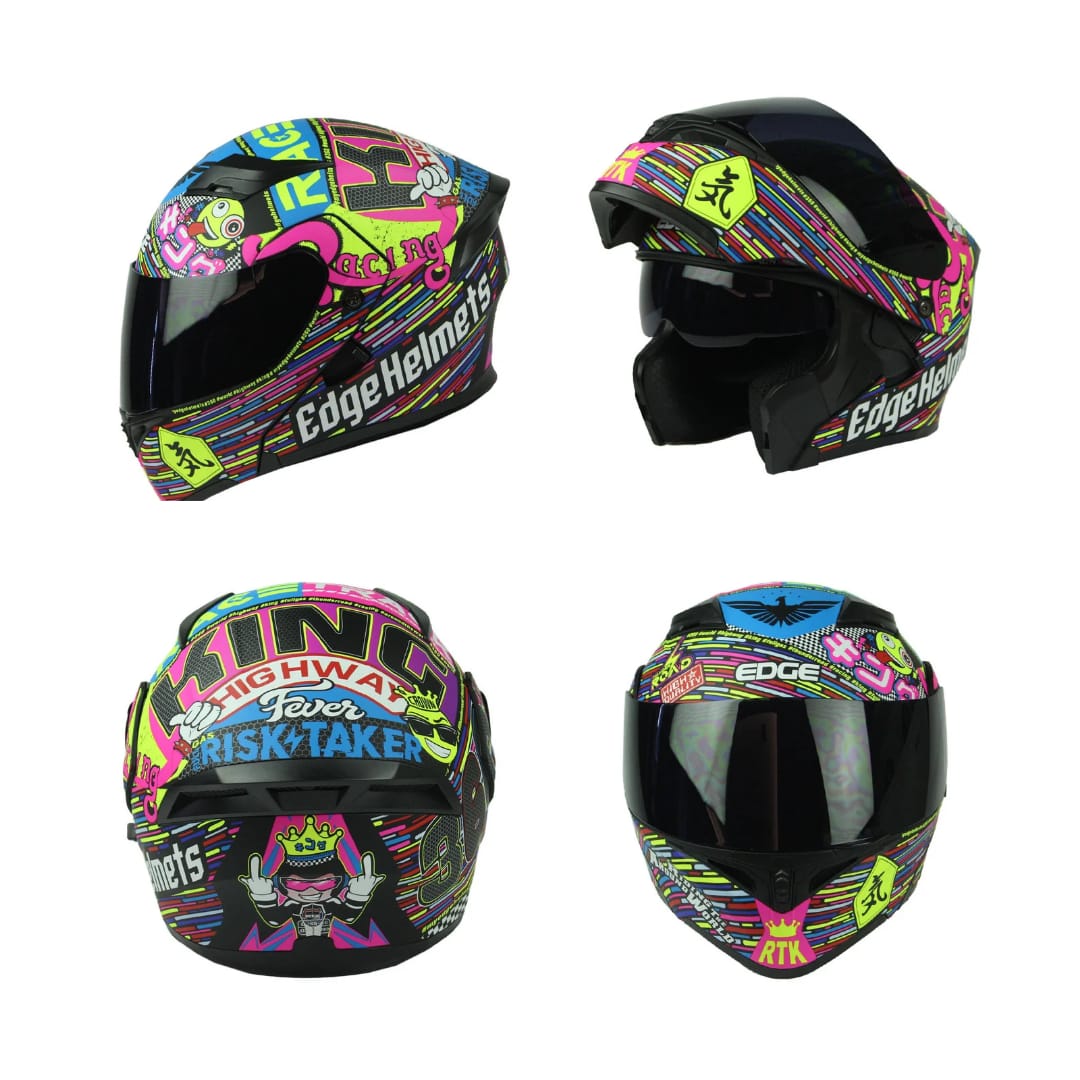 Foto 1 | Casco Abatible Edge Helmets Oficial Racing 360 Púrpura Certificado Dot Moto