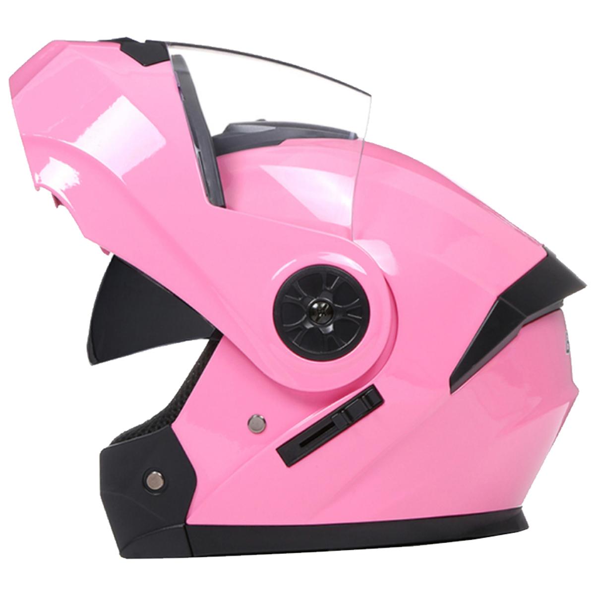 Casco Motociclista Seguro FullMotoZone Mxbdl-001 1pza color Rosa Talla S Abatible