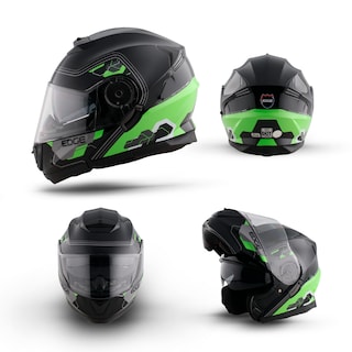 Foto 1 | Casco Abatible Edge Helmets Oficial Jet 2 M4 color Negro y Verde Certificado Dot Moto Talla M