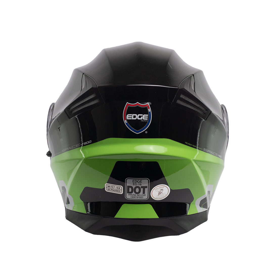 Foto 8 pulgar | Casco Abatible Edge Helmets Oficial Jet 2 M4 color Negro y Verde Certificado Dot Moto Talla M