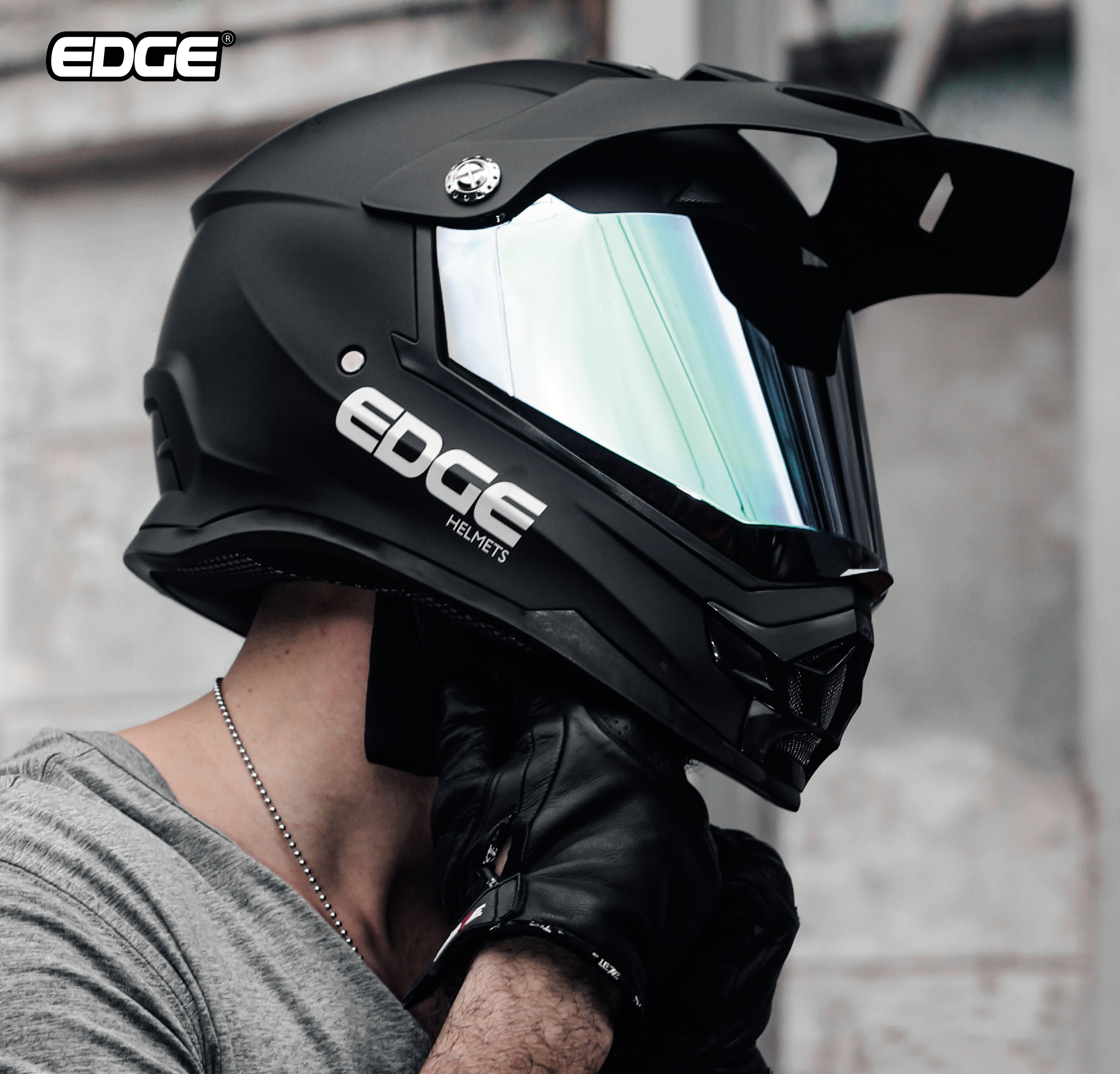 Foto 7 pulgar | Casco Edge Helmets color Negro Talla M para Motociclista
