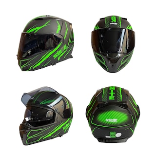Foto 1 | Casco Abatible Para Moto Siete Helmets Kryptonite Color Verde Negro Talla M