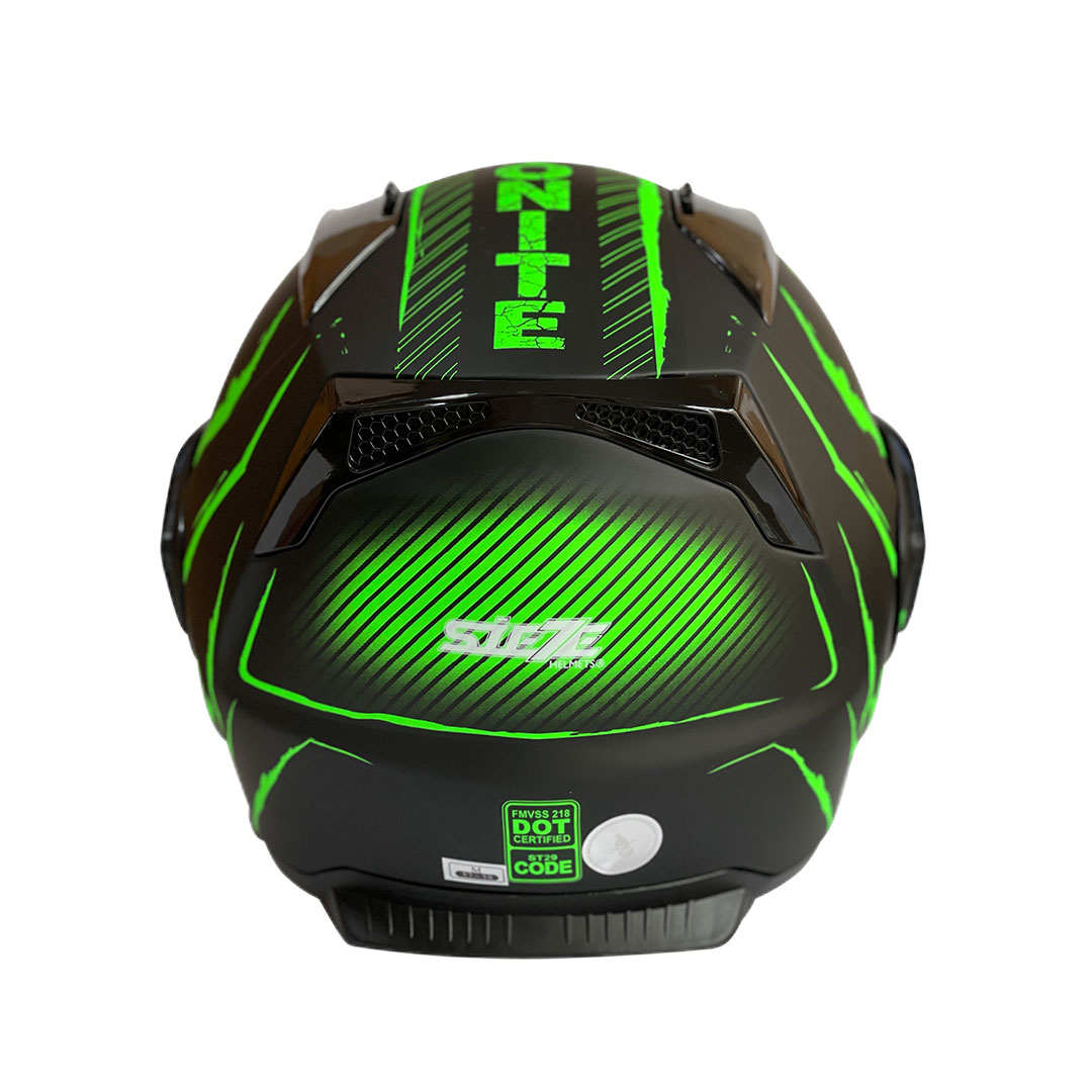 Foto 5 pulgar | Casco Abatible Para Moto Siete Helmets Kryptonite Color Verde Negro Talla M