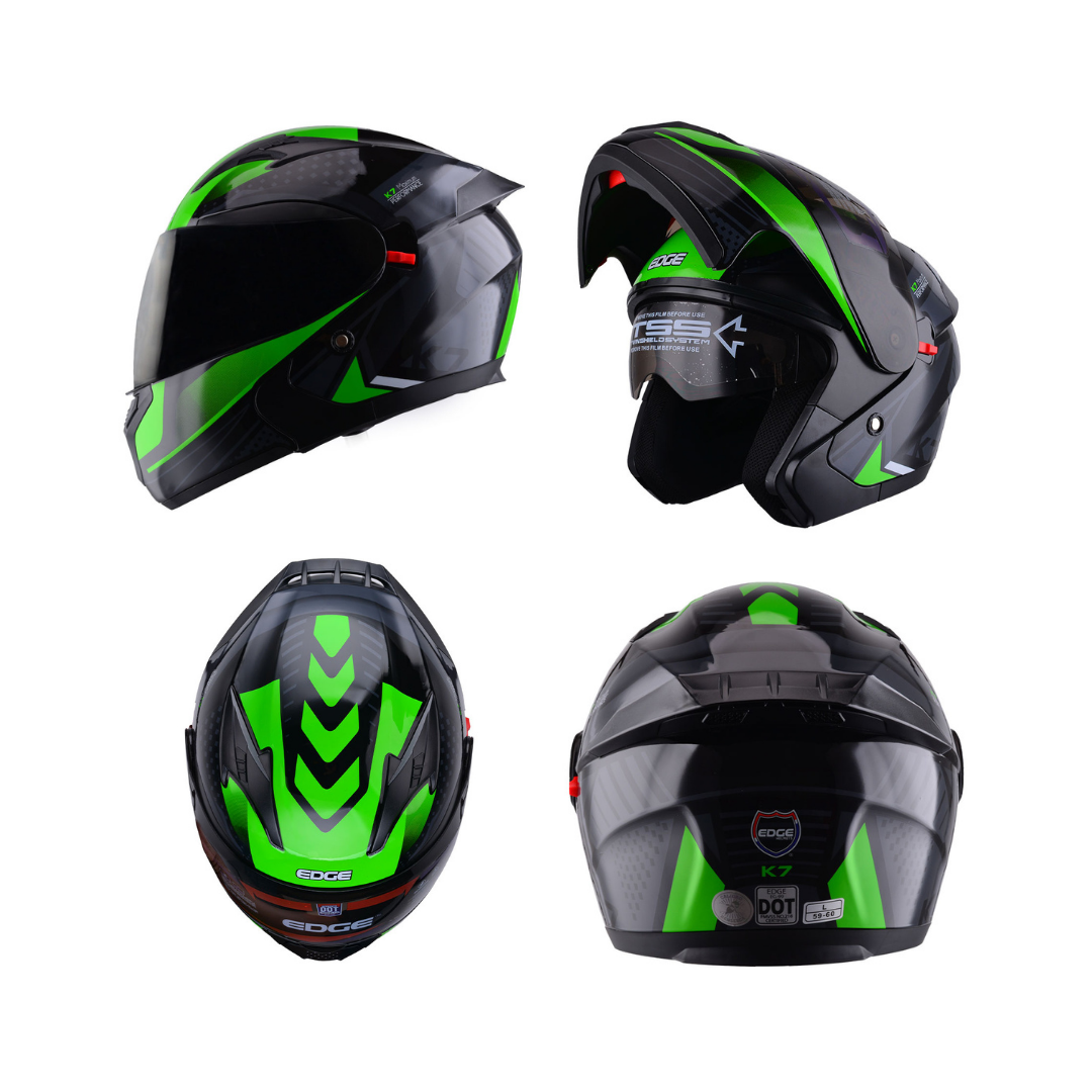 Foto 2 pulgar | Casco Abatible Para Moto Pilot K7 Edge Helmets Color Verde Talla M