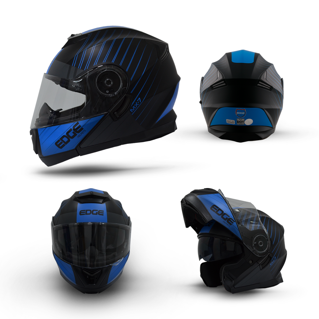 Foto 2 pulgar | Casco Abatible Edge Helmets Oficial Jet 2 Mx-7 Azul Certificado Dot Moto