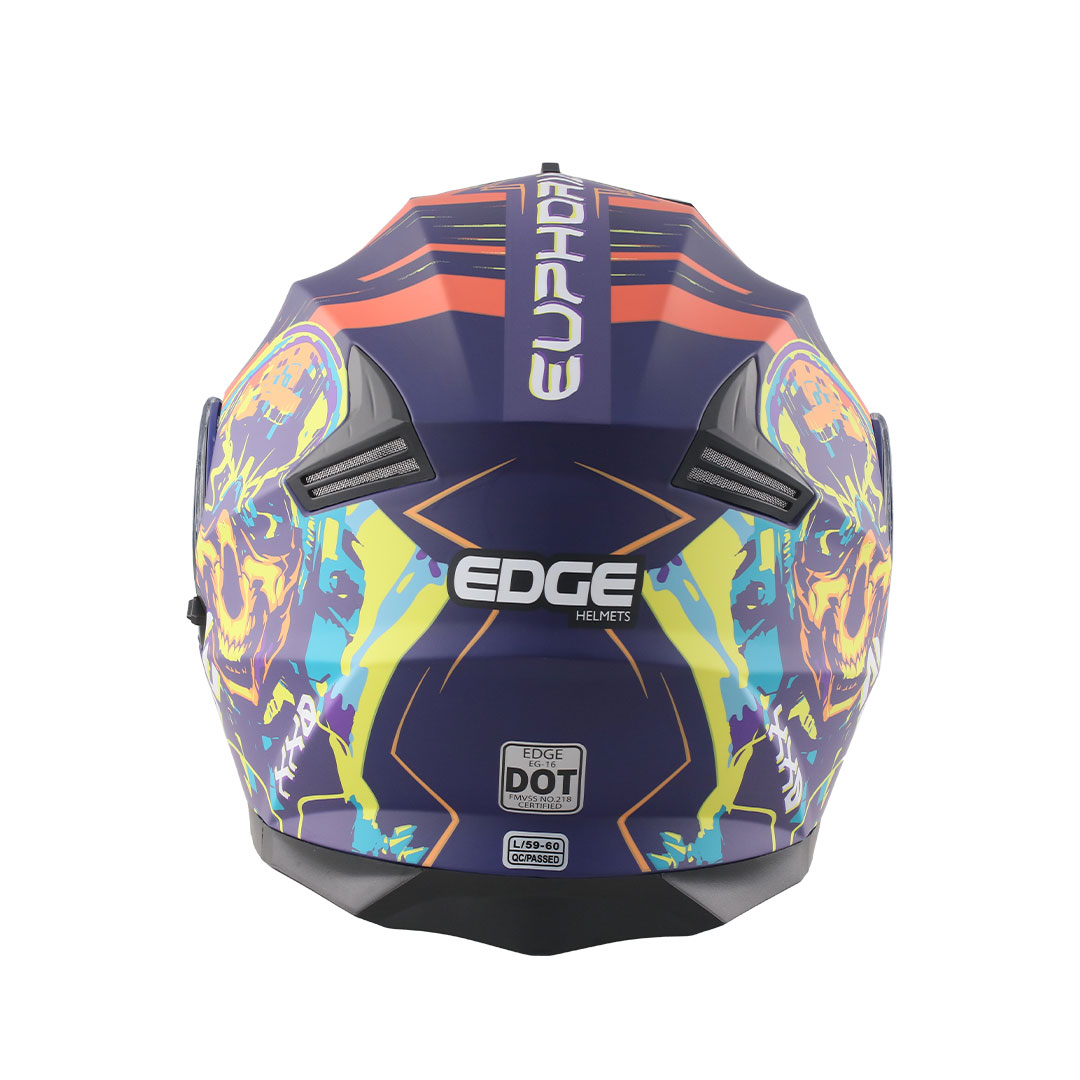Foto 6 pulgar | Casco Abatible Edge Helmets Oficial Euforia Naranja