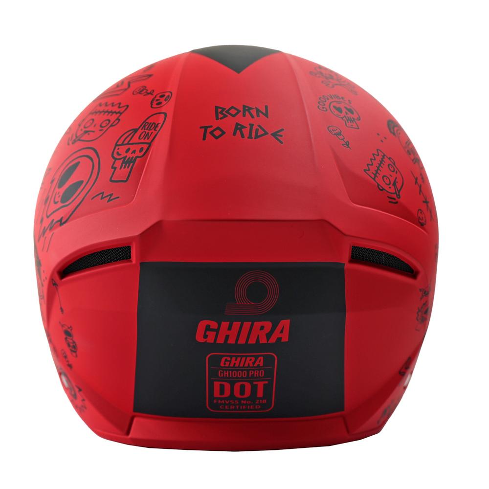 Foto 5 pulgar | Casco Ghira Gh1000pro Rojo y Negro Toon Craze Mate Mica Humo Aba SVS