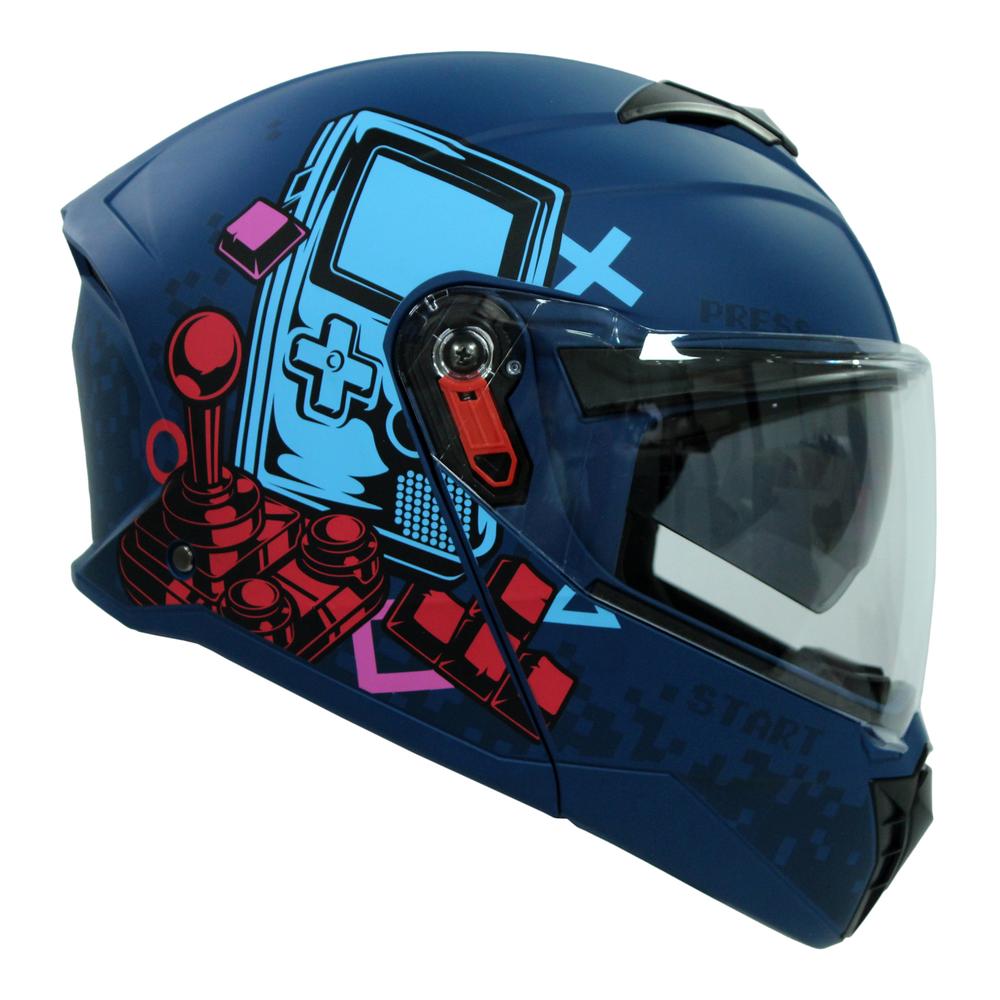 Casco Ghira Gh1000pro Azul Mate Gamer Continue Abatible Svs Azul