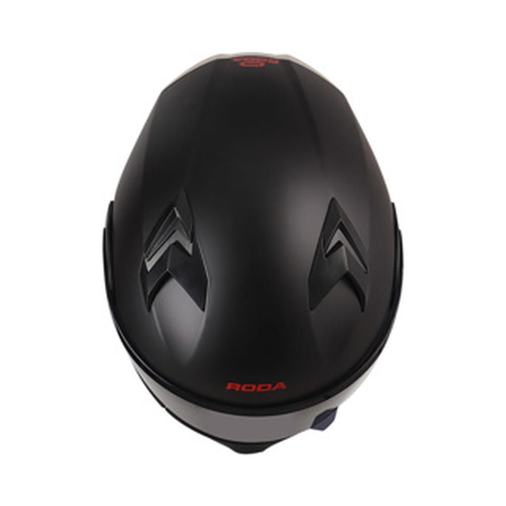 Foto 5 pulgar | Casco Roda Rush Negro Mate Logo Rojo Mica Humo Abatible SVS Negro